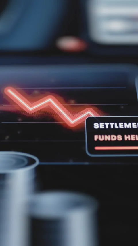 Settlement Queue panel shows Funds Held 12,408 Video stock 344111265
