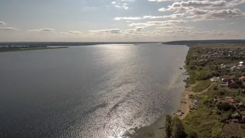 Settlement on the river bank top view. Stock Footage 94909809