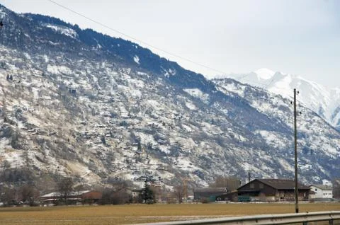 Settlement on the slope of the mountain. Photos