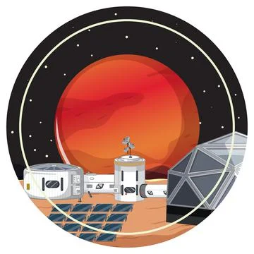 Settlement in the space badge on white background Stock Illustration