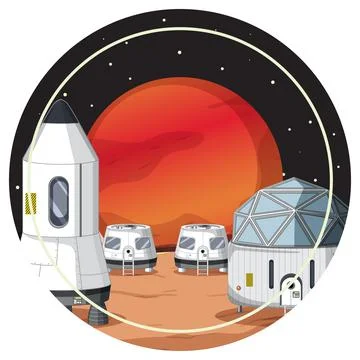 Settlement in the space badge on white background イラスト素材