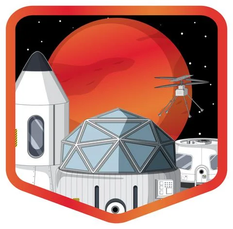 Settlement in the space badge on white background Illustrazione stock