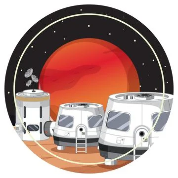 Settlement in the space badge on white background Illustrazione stock