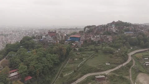 A settlement on top of small hill Stock Footage 334372300