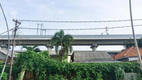 Settlements under the high-speed rail line Stock Photos