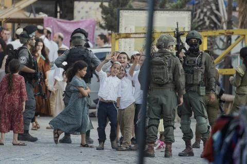 Settlers Storm Hebron Old City Stock Photos