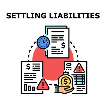 Settling financial liabilities with documents and payments Stock Illustration