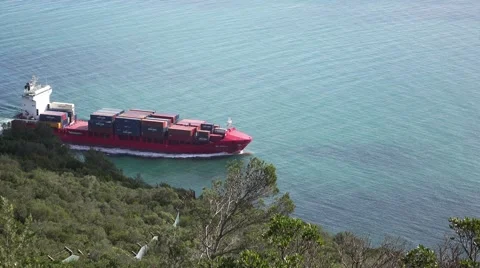 SETUBAL, PORTUGAL - Jan 28, 2016: Container ship "Capella" leaving Setubal port Stock Footage 59758471