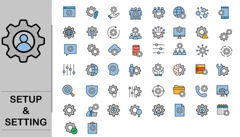 Setup and setting icons 스톡 일러스트
