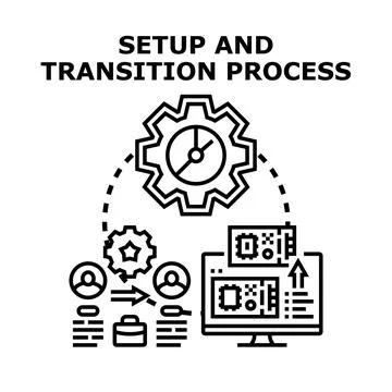 Setup and transition process for business technology transfer Stock Illustration