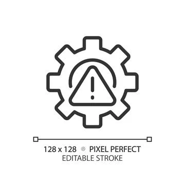 Setup error pixel perfect linear icon Stock Illustration