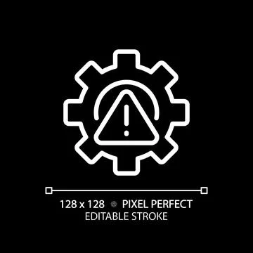 Setup error pixel perfect white linear icon for dark theme Stock Illustration