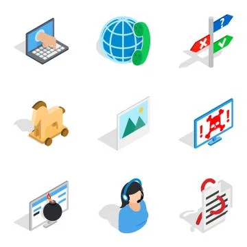 Setup icons set, isometric style Stock Illustration