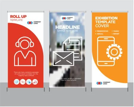 Setup, Mail, Support roll up Stock Illustration