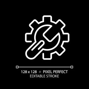 Setup pixel perfect white linear icon for dark theme Stock Illustration
