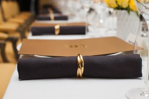 Setup the table for dinner at restaurant Stock Photos