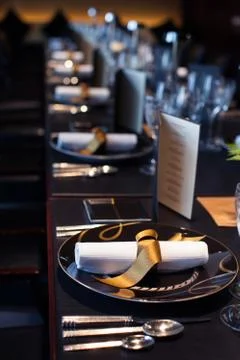 Setup the table for dinner at restaurant Stock Photos