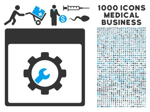Setup Tools Calendar Page Icon With 1000 Medical Business Symbols Ilustração Stock