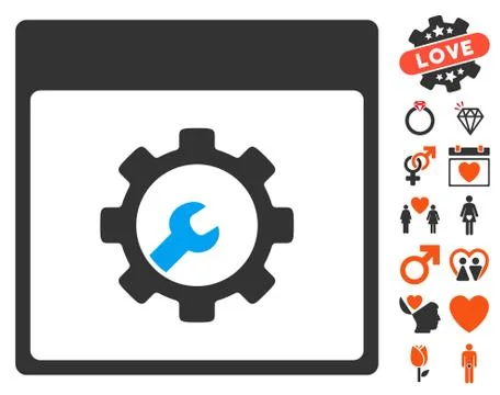 Setup Tools Calendar Page Pictograph With Bonus Stock Illustration