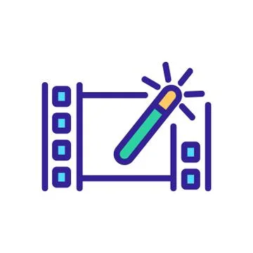 Setup video icon vector outline illustration Stockillustratie