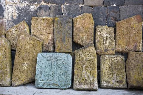 Sevan, Armenia - 2025, April 20, Armenian khachkars Stock Photos