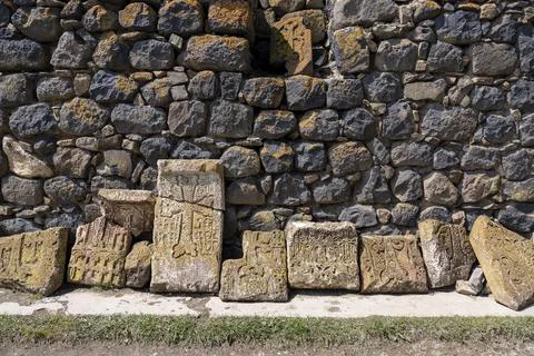 Sevan, Armenia - 2025, April 20, Armenian khachkars Foto stock