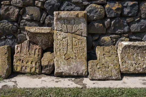 Sevan, Armenia - 2025, April 20, Armenian khachkars Stock Photos