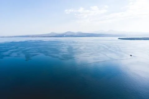 Sevan Lake, Armenia, beautiful aerial panoramic view of Sevan Lake, Geghark.. Stockfoto's