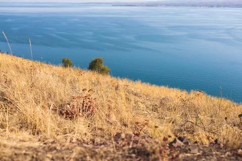 Sevan Lake, Armenia, beautiful aerial panoramic view of Sevan Lake, Geghark.. Stock Photos