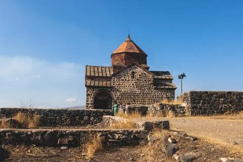 Sevan Lake, Armenia, beautiful aerial panoramic view of Sevan Lake, Geghark.. Stock Photos