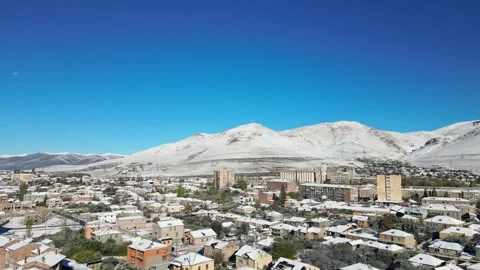 Sevan town aerial fly over panorama in winter. One of the most popular reso.. Stock Footage 290427922