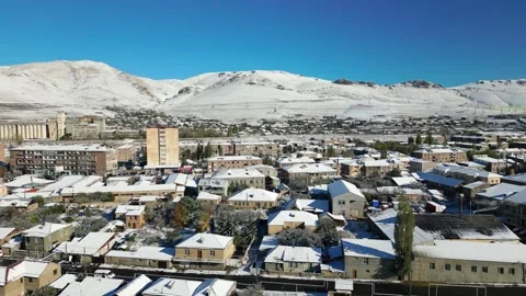Sevan town aerial panorama in winter. One of the most popular resorts in Ar.. Stock Footage 290853705