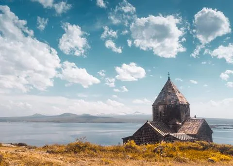 Sevanavank monastery complex on lake Sevan 스톡 사진