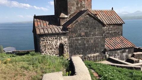 Sevanavank monastery of Lake Sevan, Armenia Stock Footage