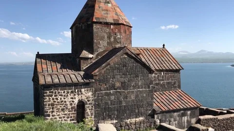 Sevanavank monastery of Lake Sevan, Armenia Stock Footage 79761178