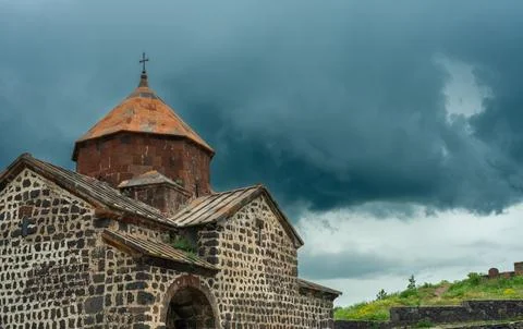 Sevanavank Monastery, located on a peninsula on the shore of Lake Sevan. 스톡 사진