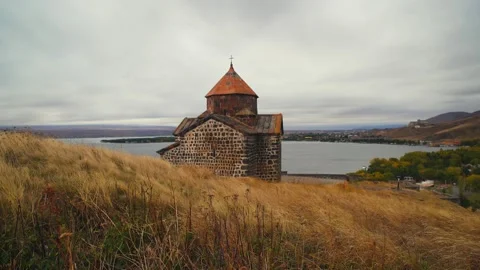 Sevanavank Monastery by Sevan Lake in Armenia Stock Footage 164778338