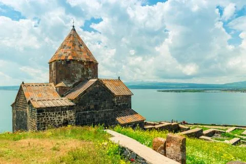 Sevanavank Monastery on the shore of Lake Sevan, Armenia Stock Photos
