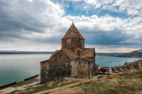 Sevanavank Monastry at Lake Savan in Armenia, taken in April 2019\r\n' taken  Stock Photos