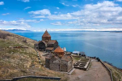 Sevanavank Monastry at Lake Savan in Armenia, taken in April 2019\r\n' taken  Stock Photos