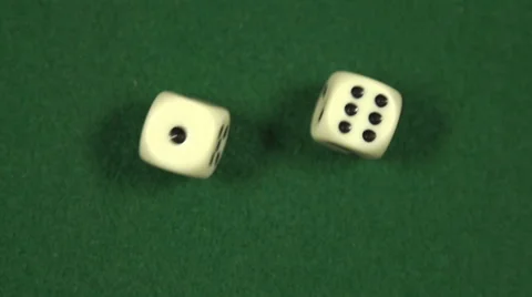 Seven (1,6) rolled with two dice - slow motion Stock Footage 44106731