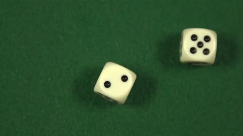 Seven (2,5) rolled with two dice - slow motion Stock Footage 44106806
