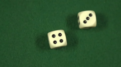 Seven (3,4) rolled with two dice - slow motion Stock Footage 44106861