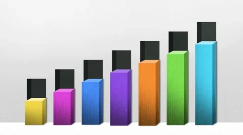 Seven 3D square bar Chart, Increase economic graph (included alpha) Video stock 62682160