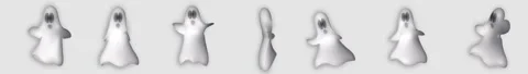 Seven animated white ghost character dancing on transparent background 库存影片 317513107