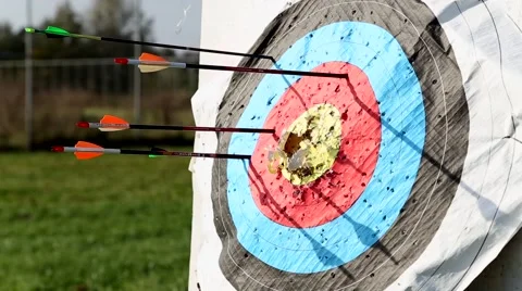 Seven arrows hits the target Stock-Footage 42637059