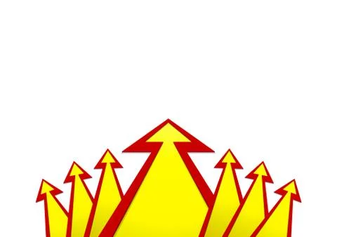 Seven arrows with red stroke on white background Stock Illustration