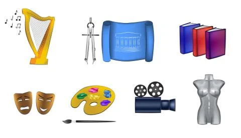 Seven arts vector illustrations Stock Illustration