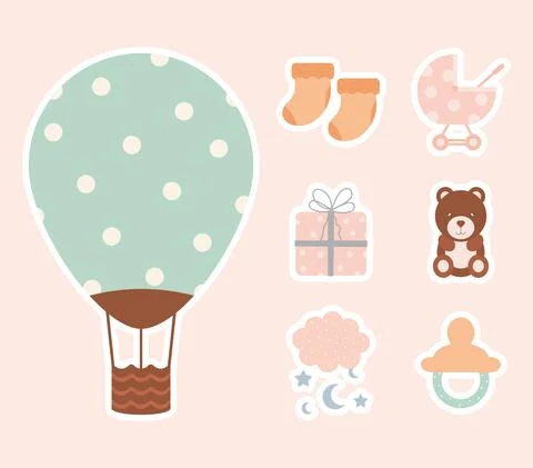 Seven babe icons Stock Illustration