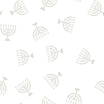 Seven-branched candlestick glyph vector seamless pattern black Stock Illustration